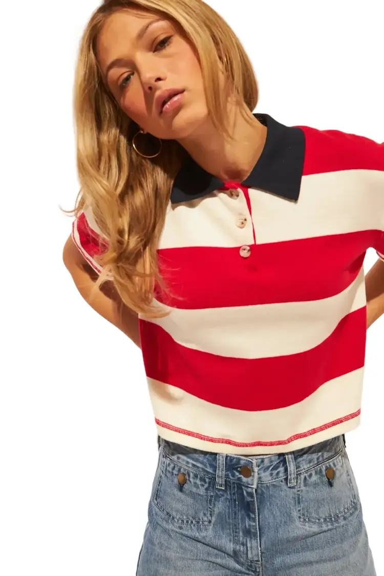 John & Jenn Angelo Polo Shirt Preppy Crimson