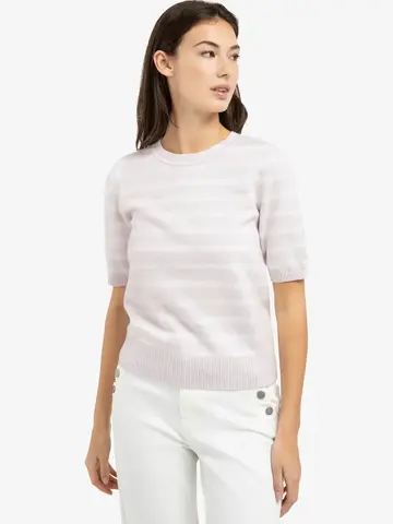 Yaya Textured Stripe Short Sleeve Shirt Gray Lilac Dessin