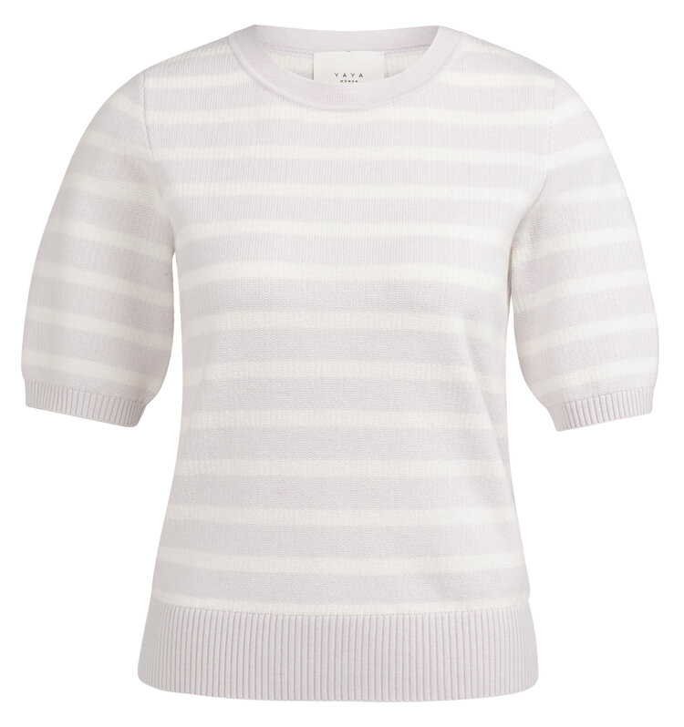 Yaya Textured Stripe Short Sleeve Shirt Gray Lilac Dessin