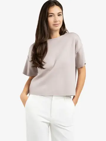 Yaya Sweater with Seams Short Sleeve Mauve Purple