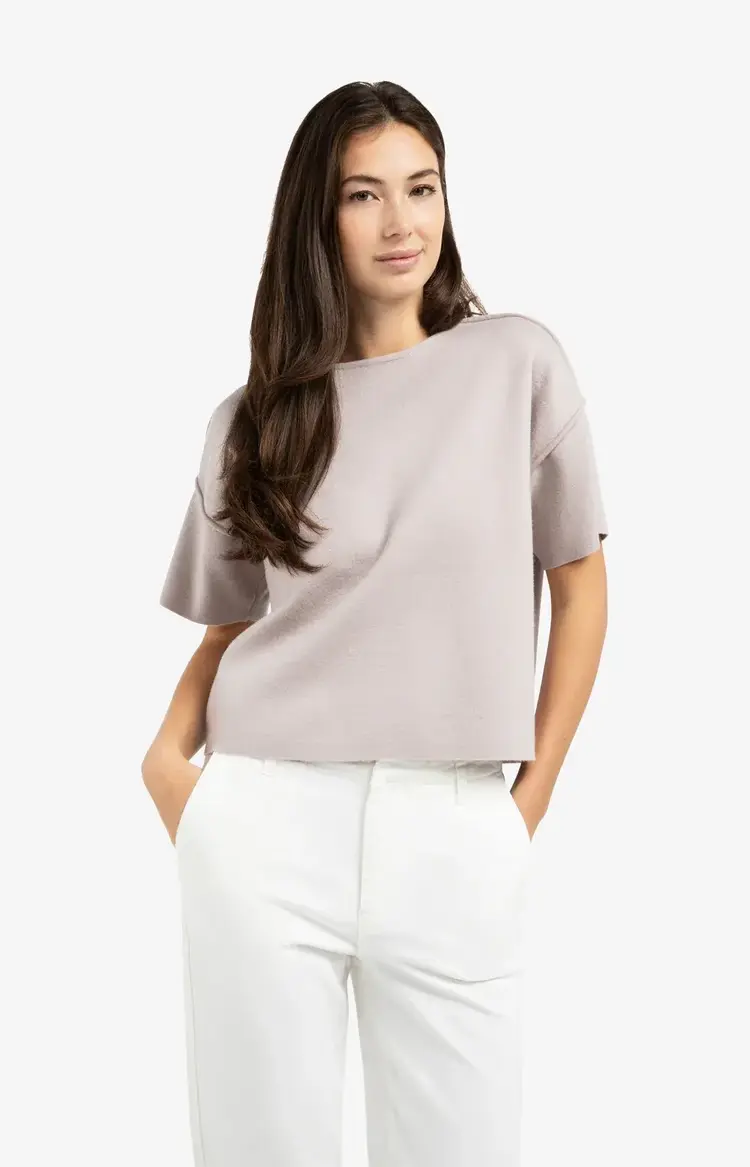 Yaya Sweater with Seams Short Sleeve Mauve Purple