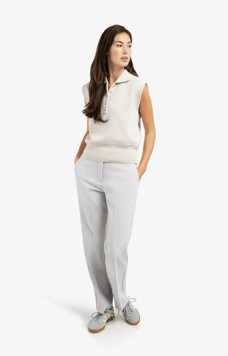 Yaya Sleeveless Sweater with Collar Temple Gray