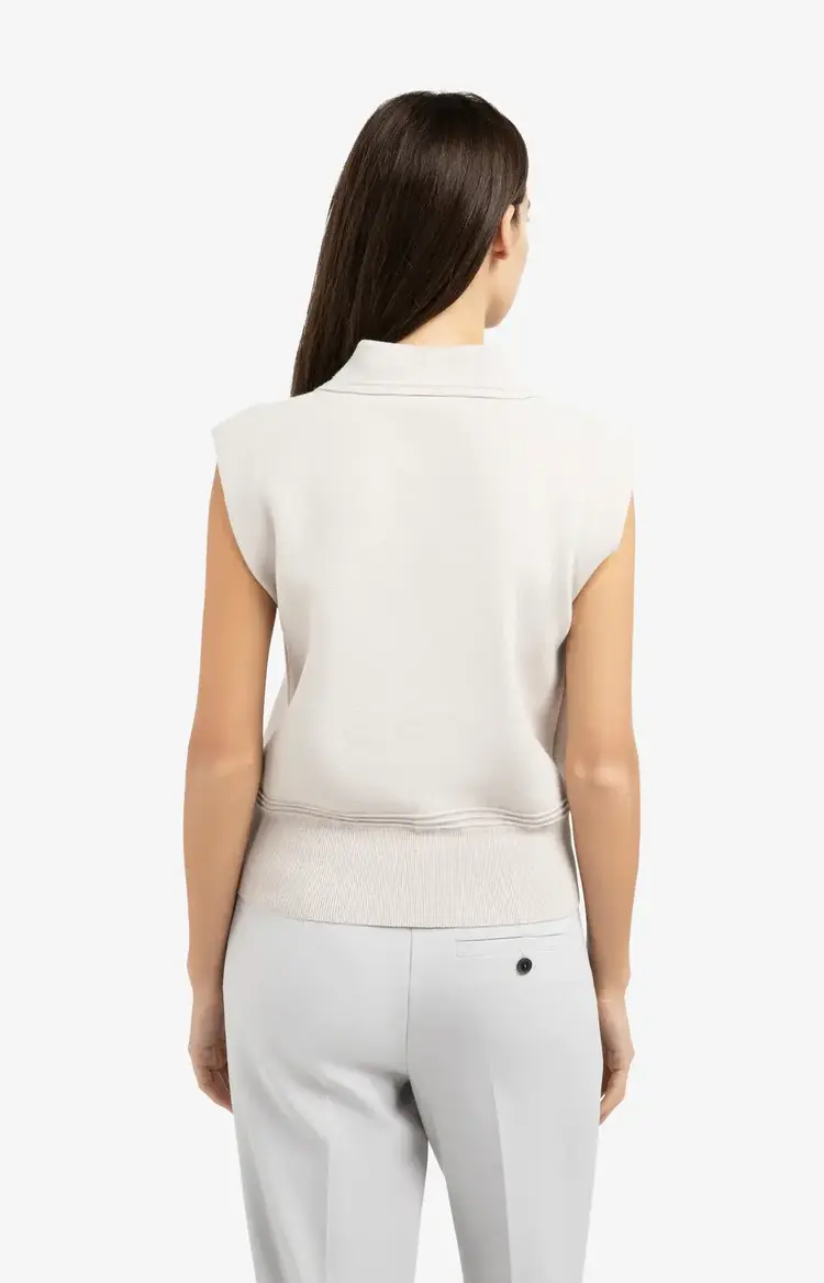 Yaya Sleeveless Sweater with Collar Temple Gray