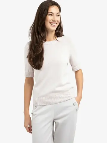 Yaya Knitted Sweater Roll Up Short Sleeve Gray Lilac