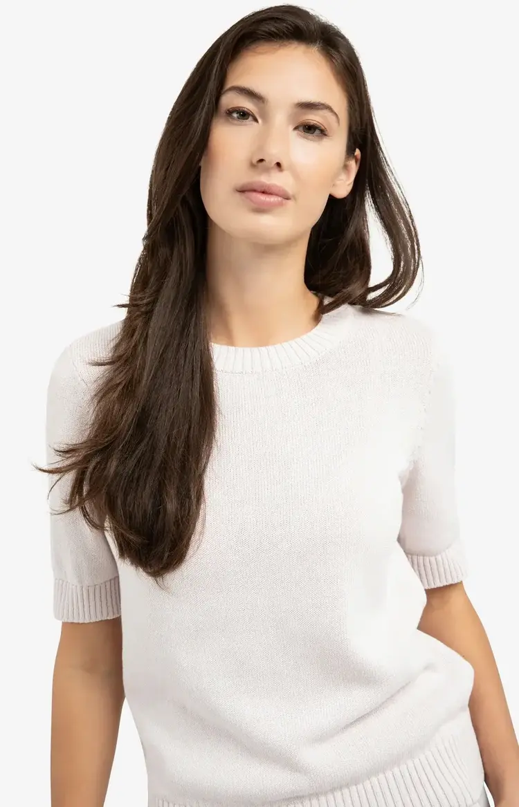 Yaya Knitted Sweater Roll Up Short Sleeve Gray Lilac