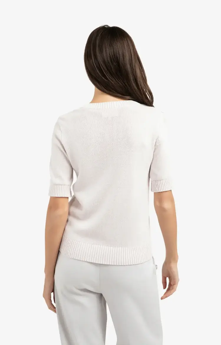 Yaya Knitted Sweater Roll Up Short Sleeve Gray Lilac