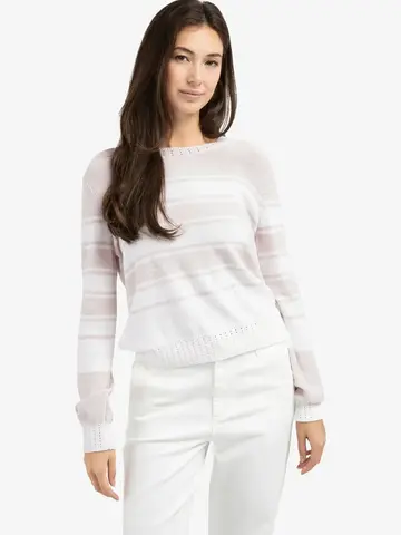 Yaya Stripe Sweater Long Sleeve Gray Lilac Dessin