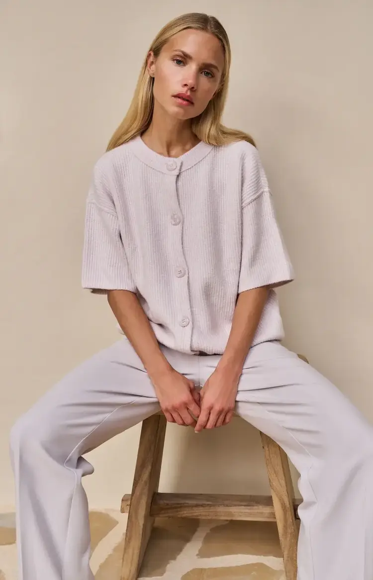 Yaya Cardigan with Wide Short Sleeve Temple Gray Melange