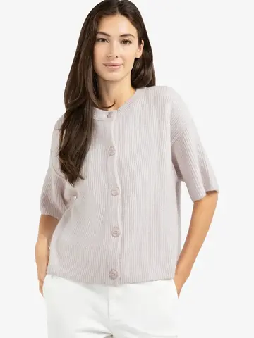 Yaya Cardigan with Wide Short Sleeve Temple Gray Melange