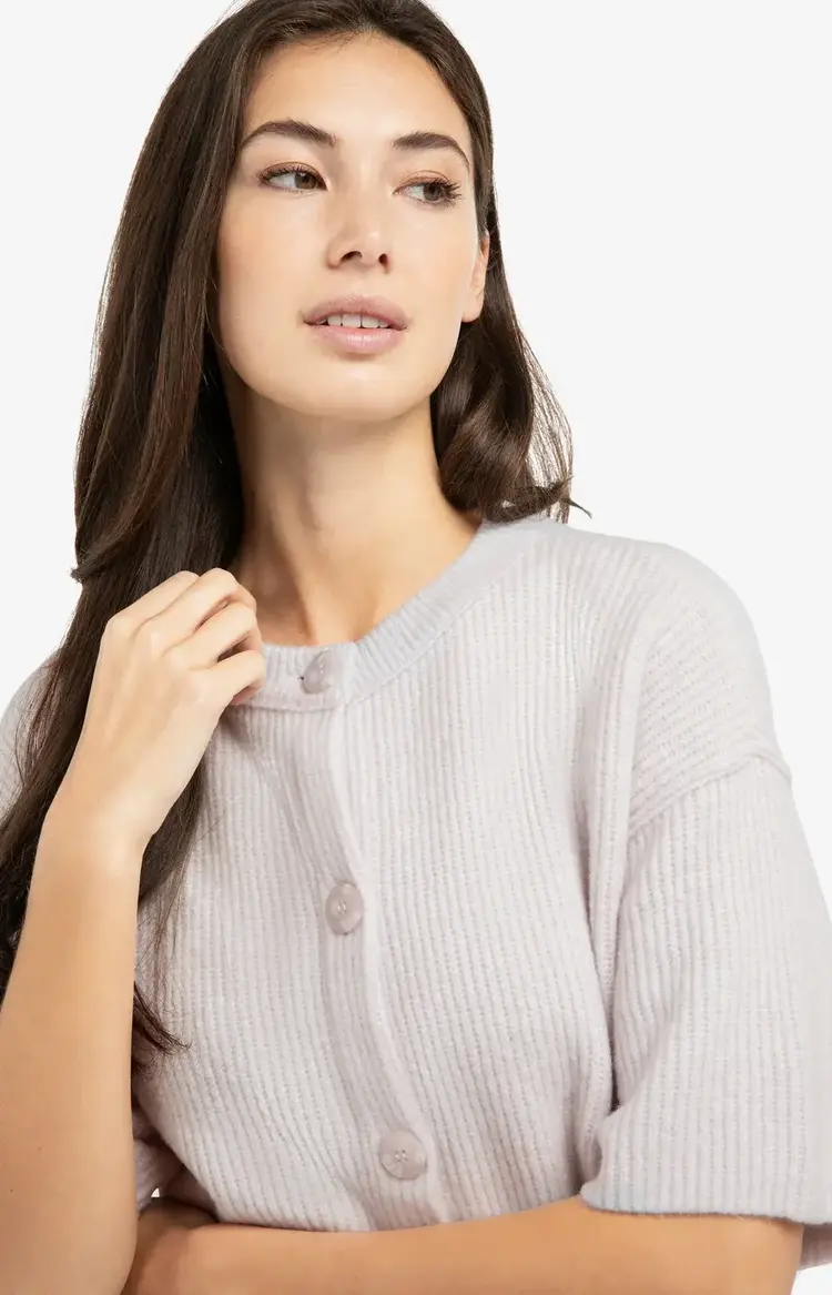 Yaya Cardigan with Wide Short Sleeve Temple Gray Melange
