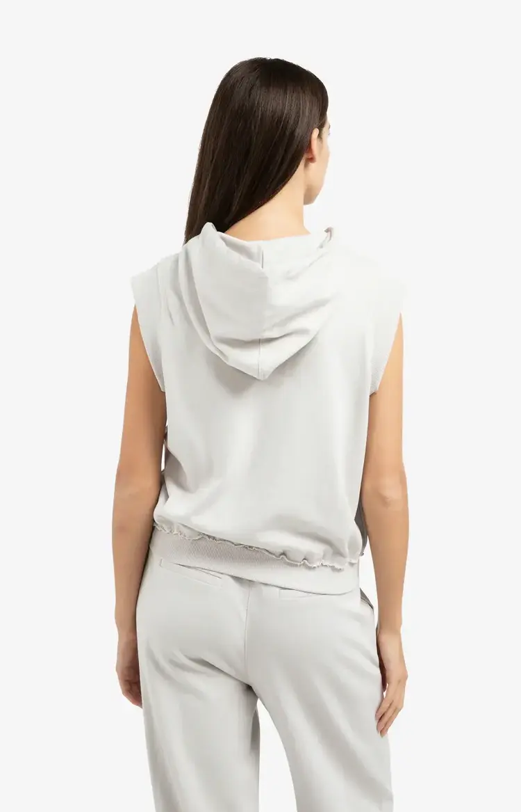 Yaya Sleeveless Hoodie with Cords Temple Gray