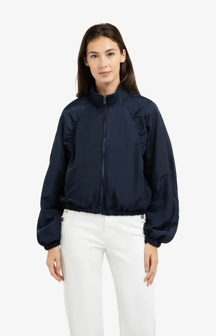 Yaya Short Woven Nylon Oversized Jacket Navy Blazer Blue