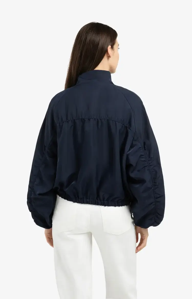 Yaya Short Woven Nylon Oversized Jacket Navy Blazer Blue