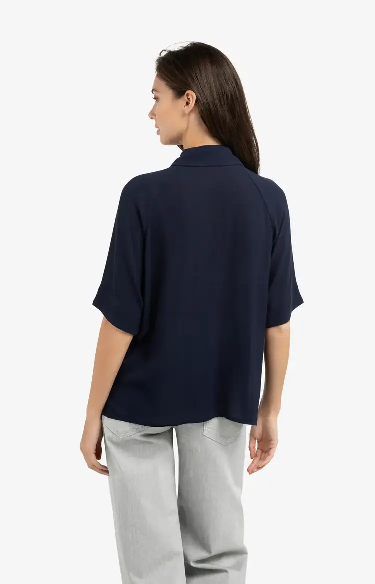 Yaya Short Sleeve Raglan Top with Polo Navy Blazer Blue