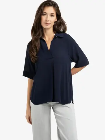 Yaya Short Sleeve Raglan Top with Polo Navy Blazer Blue