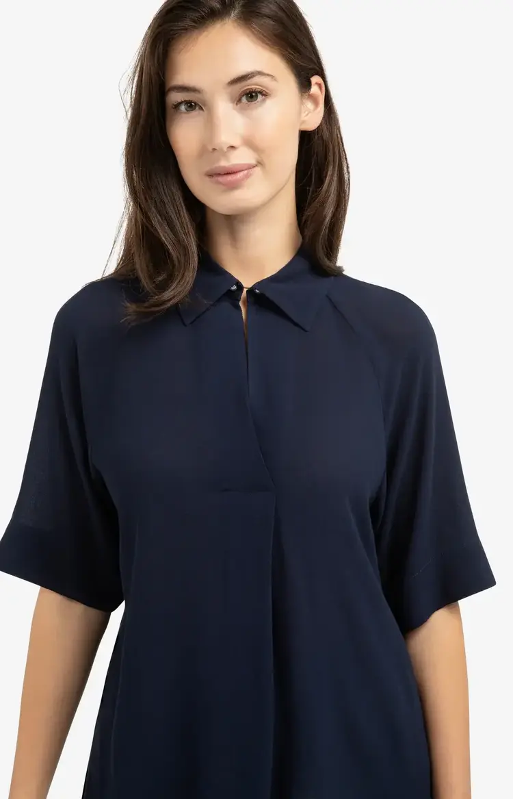 Yaya Short Sleeve Raglan Top with Polo Navy Blazer Blue