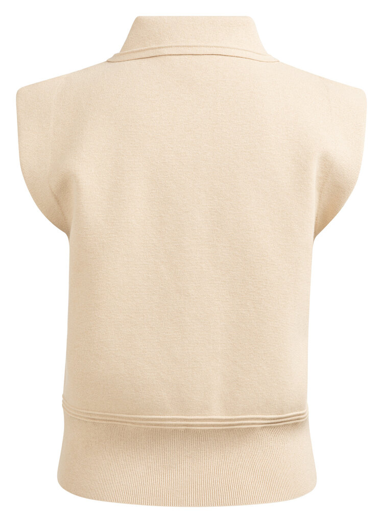 Yaya Sleeveless Sweater with Collar Desert Beige