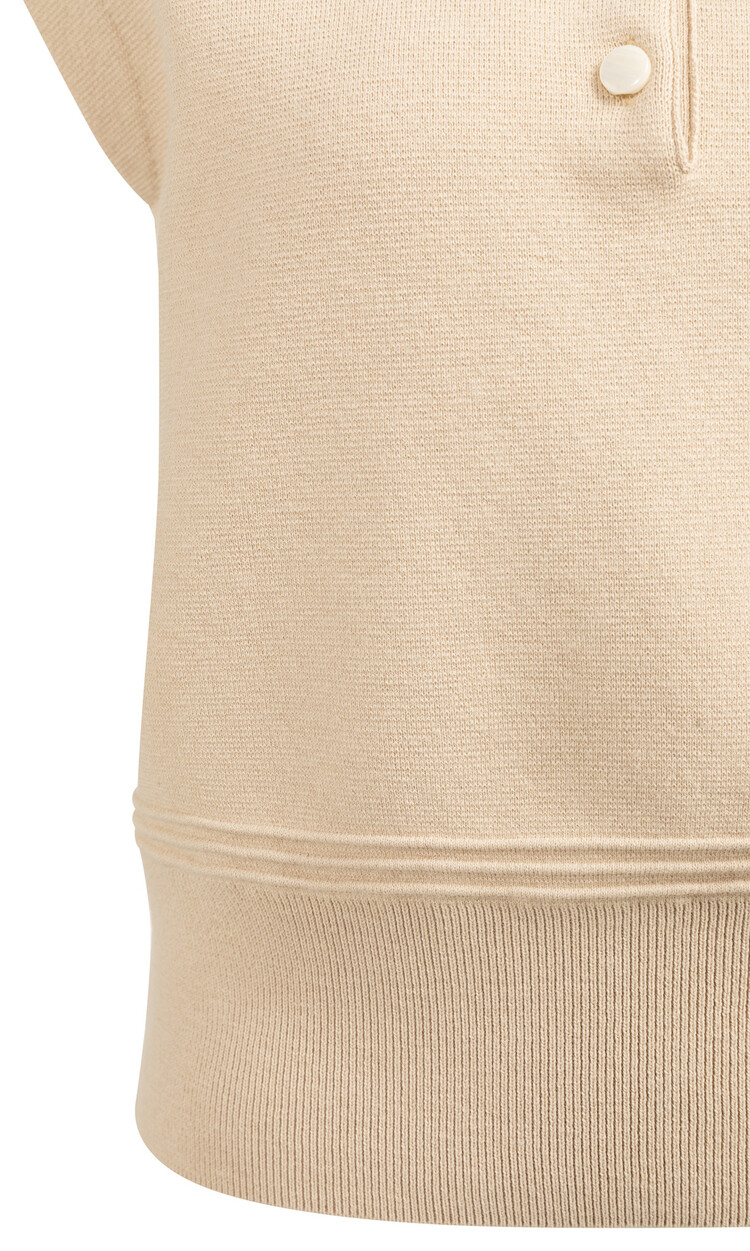 Yaya Sleeveless Sweater with Collar Desert Beige