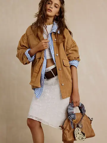 Free People Lemon Denim Jacket Meerkat