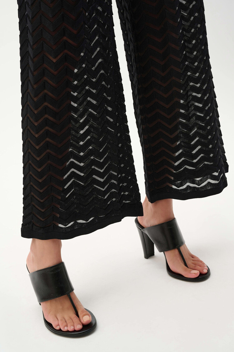 Joseph Ribkoff Jacquard Knit Chevron Stitch Culotte Pant Black