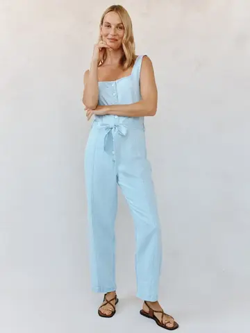 Bella Dahl Square Neck Jumpsuit Coastal Fade Wash