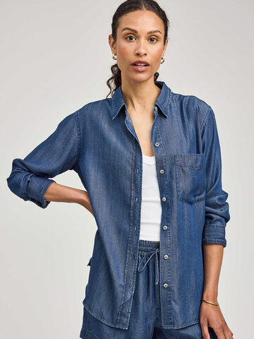 Gentle Fawn Ozzy Button Up Shirt Dark Blue