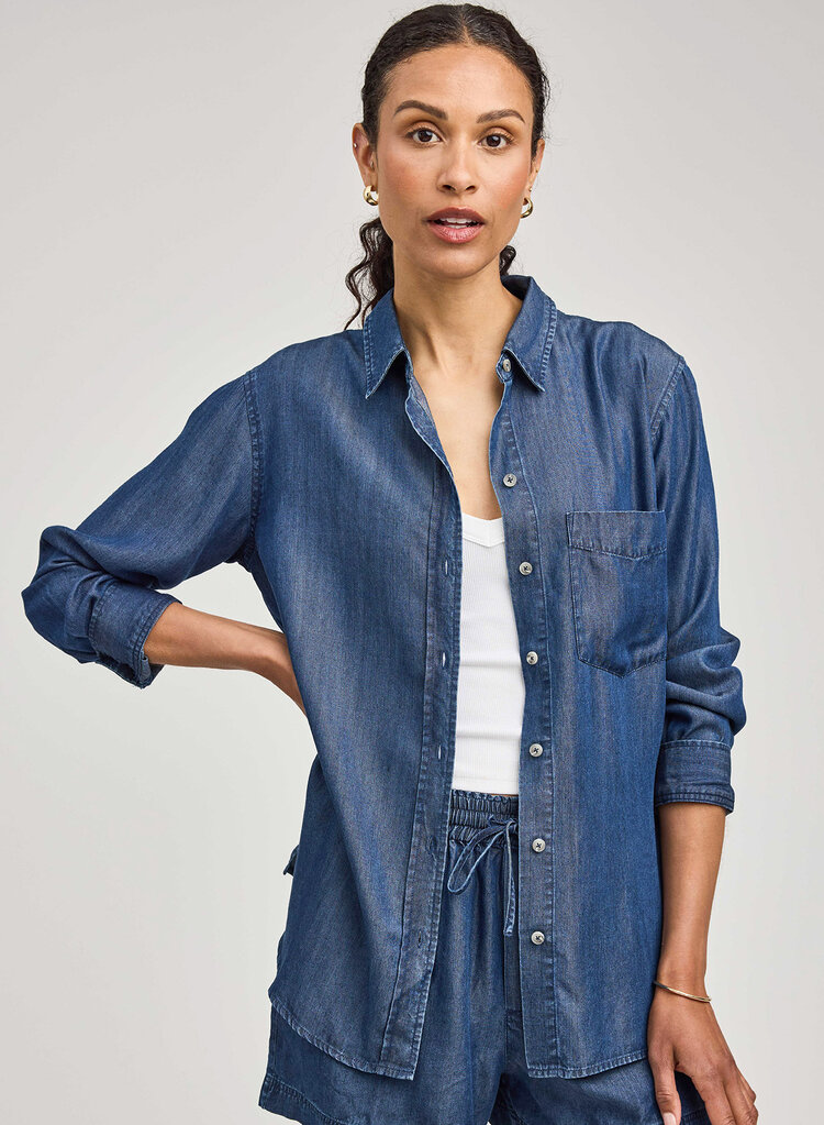 Gentle Fawn Ozzy Button Up Shirt Dark Blue