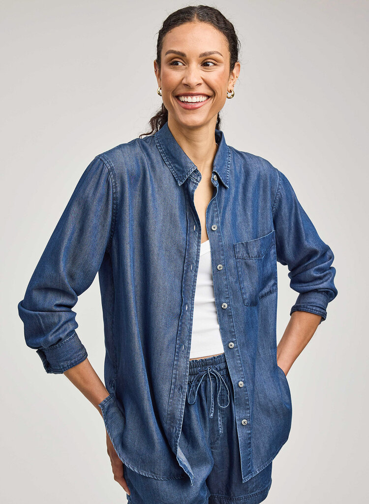 Gentle Fawn Ozzy Button Up Shirt Dark Blue