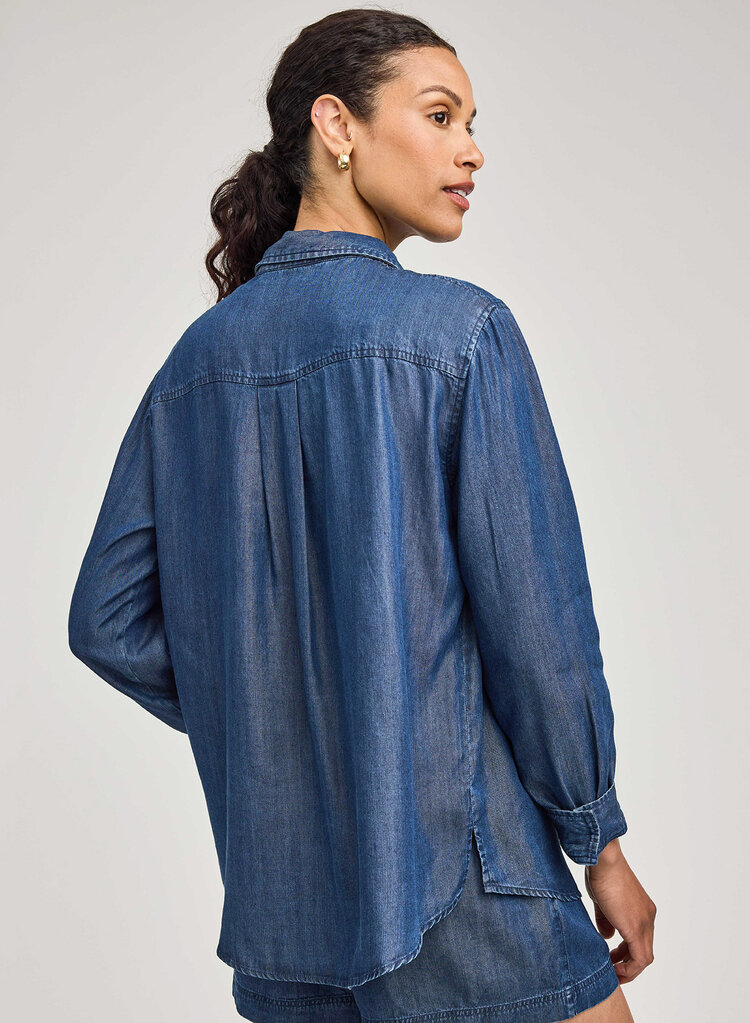 Gentle Fawn Ozzy Button Up Shirt Dark Blue
