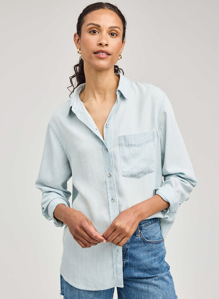 Gentle Fawn Ozzy Button Up Shirt Blue Stripe