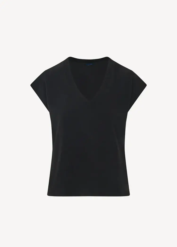Patrick Assaraf Pima Cotton Stretch Dolman V-Neck Tee Black