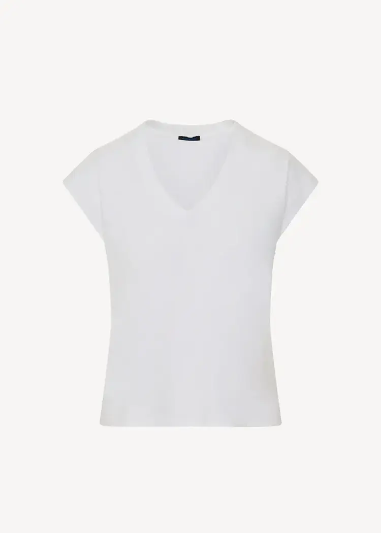 Patrick Assaraf Pima Cotton Stretch Dolman V-Neck Tee White