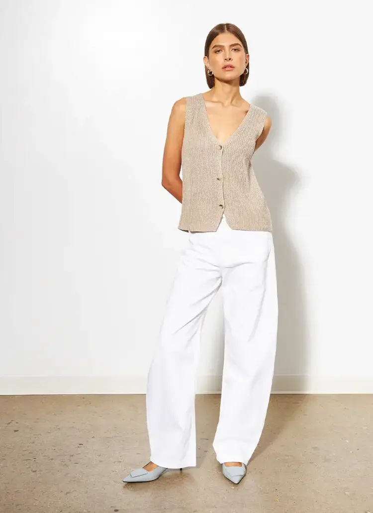 Line the Label Mira Open Button Knit Vest Rockpool