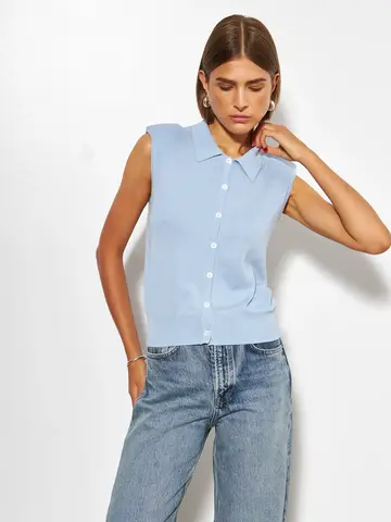 Line the Label SHILOH Vest Sweater Clear Water