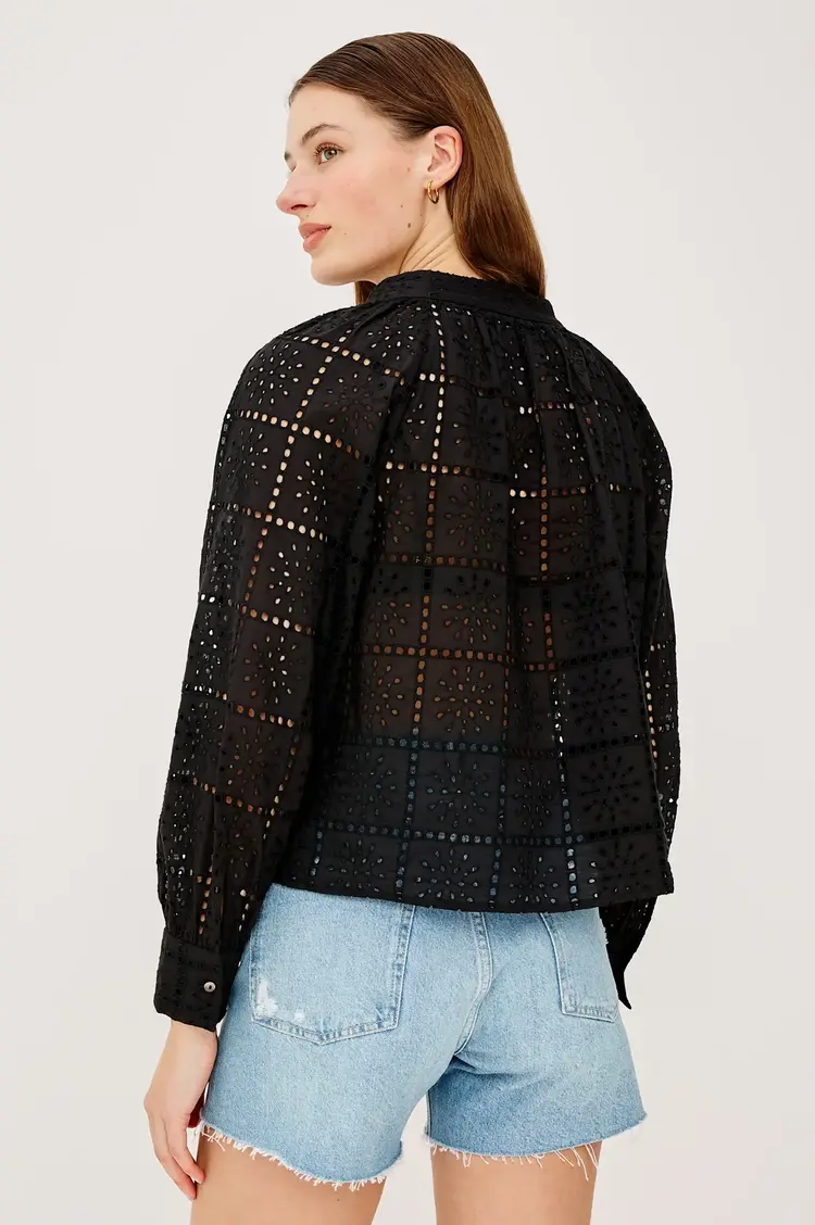 Rails Francine Top Black Grid Embroidery