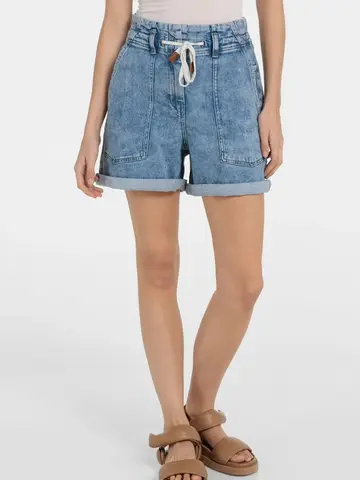 Yaya Loose Fit Worker Shorts Mid Blue Denim