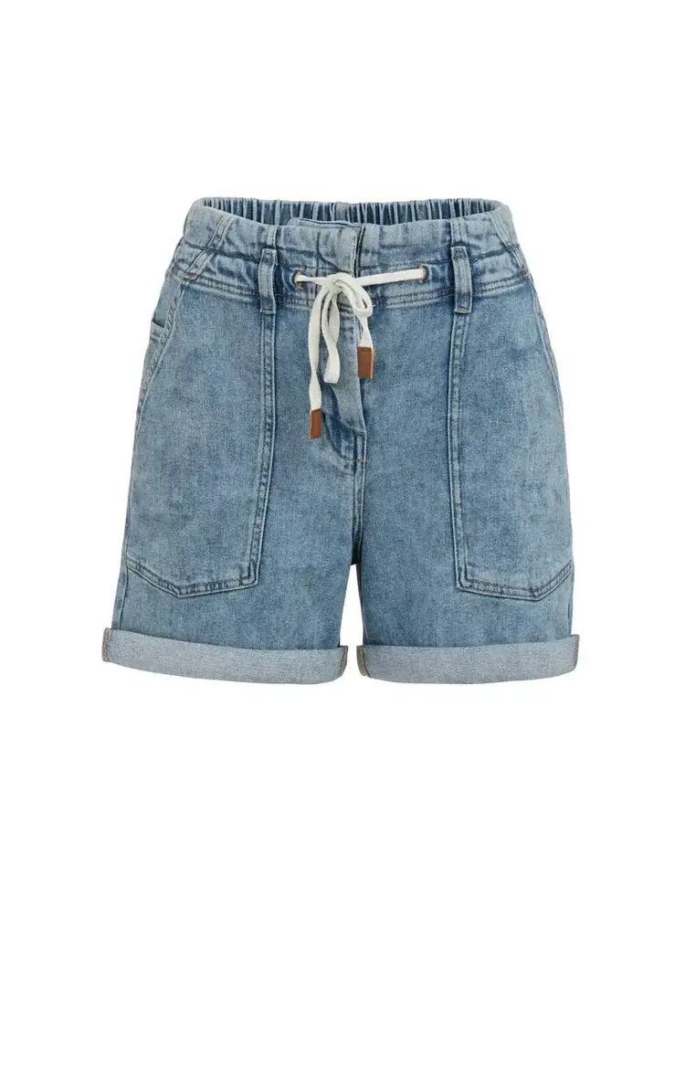 Yaya Loose Fit Worker Shorts Mid Blue Denim