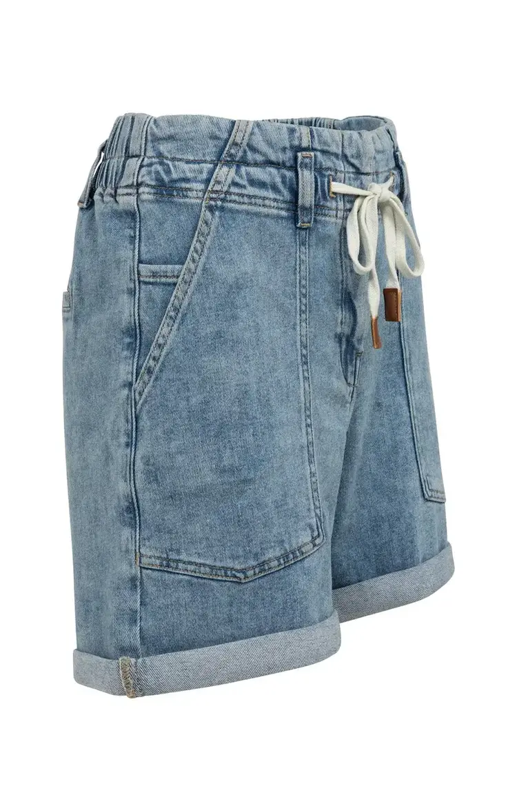 Yaya Loose Fit Worker Shorts Mid Blue Denim