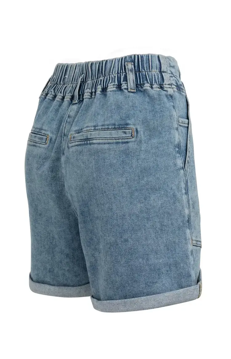 Yaya Loose Fit Worker Shorts Mid Blue Denim