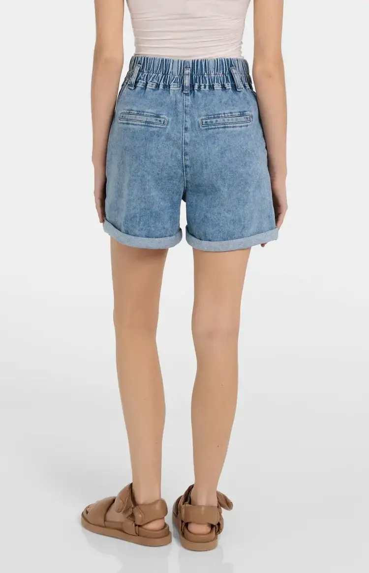Yaya Loose Fit Worker Shorts Mid Blue Denim