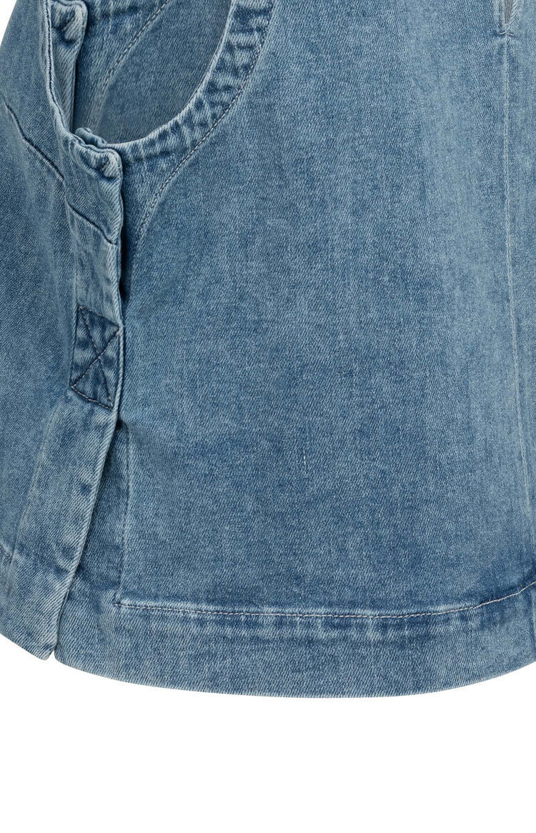 Yaya Sleeveless Loose Fit Denim Top Mid Blue Denim