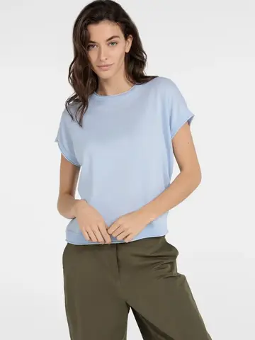 Yaya Knitted Sweater With Rolled Edges Light Blue Melange