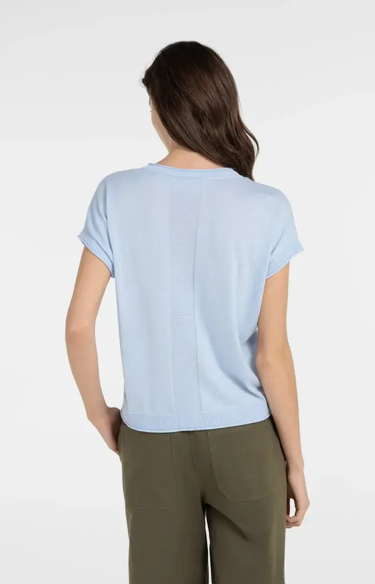 Yaya Knitted Sweater With Rolled Edges Light Blue Melange