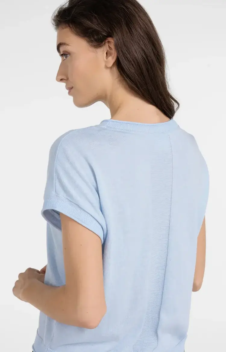 Yaya Knitted Sweater With Rolled Edges Light Blue Melange