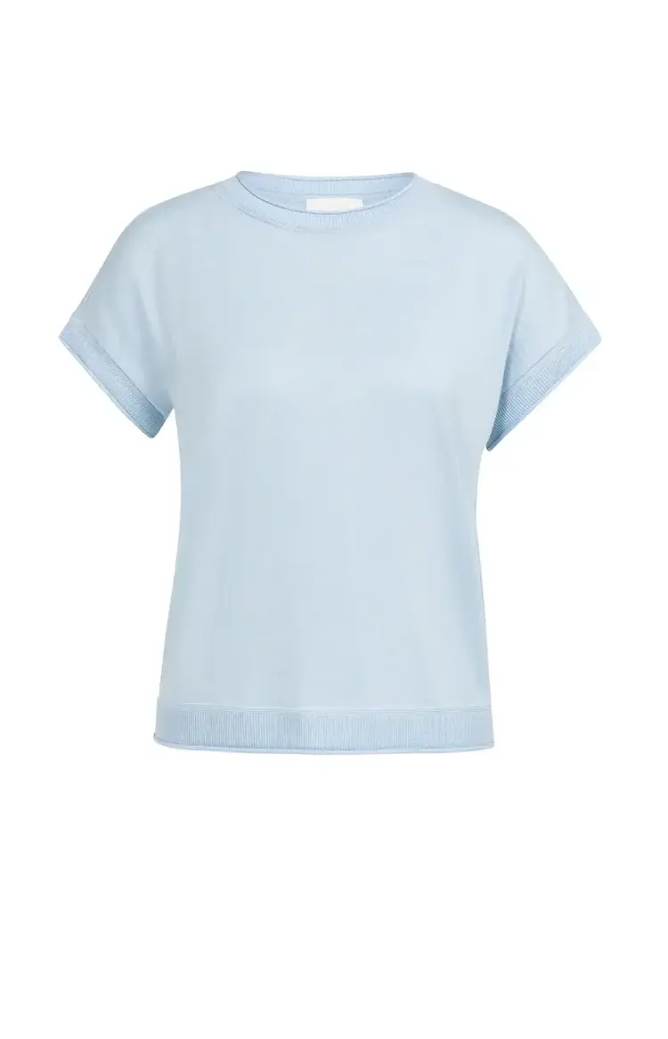 Yaya Knitted Sweater With Rolled Edges Light Blue Melange