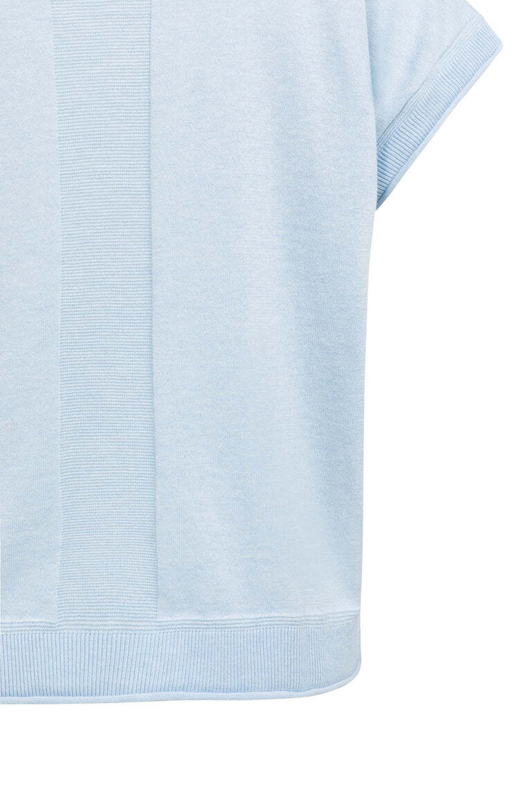 Yaya Knitted Sweater With Rolled Edges Light Blue Melange