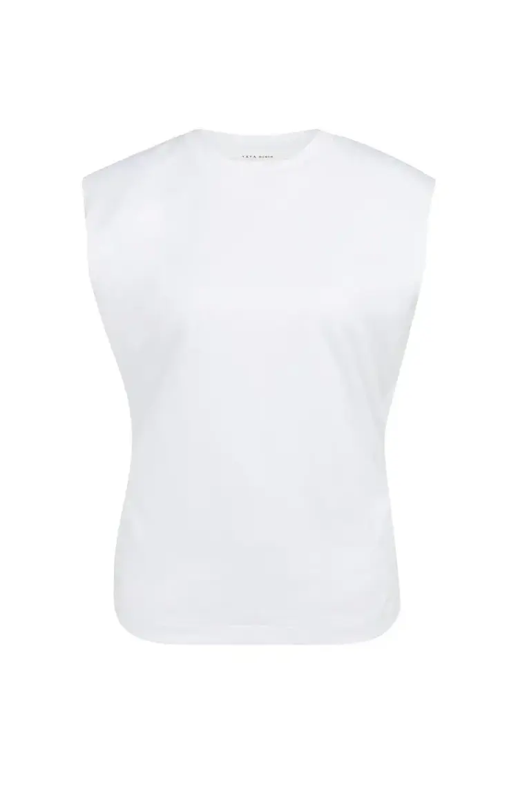 Yaya Sleeveless Top with Pleated Side Seams Pure White