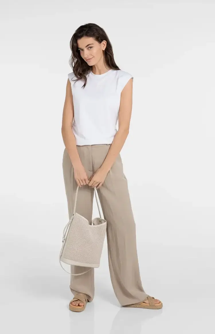 Yaya Sleeveless Top with Pleated Side Seams Pure White