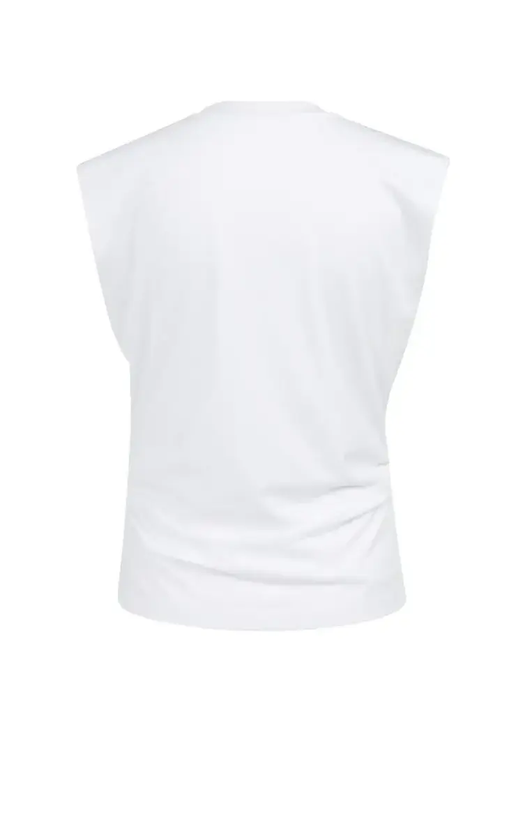 Yaya Sleeveless Top with Pleated Side Seams Pure White