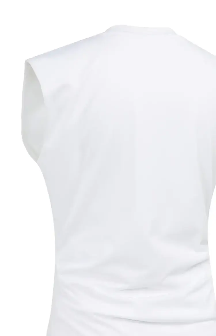 Yaya Sleeveless Top with Pleated Side Seams Pure White